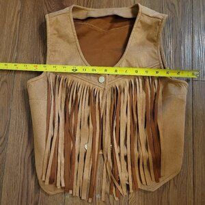 Brown western country fringe v neck top xs